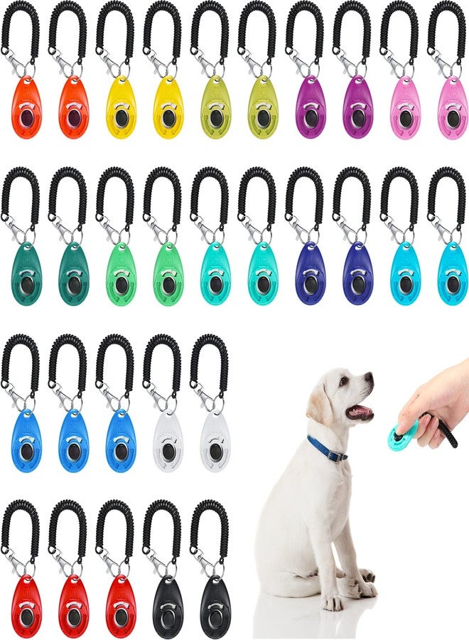 Kigeli 30 Pcs Dog Training Clicker for Pet with Wrist Strap Dog Cat Bird Clicker Puppy Training Supplies for Dogs Cats Horses Birds Behavioral Coaching Accessories (Multicolor) - Image 1
